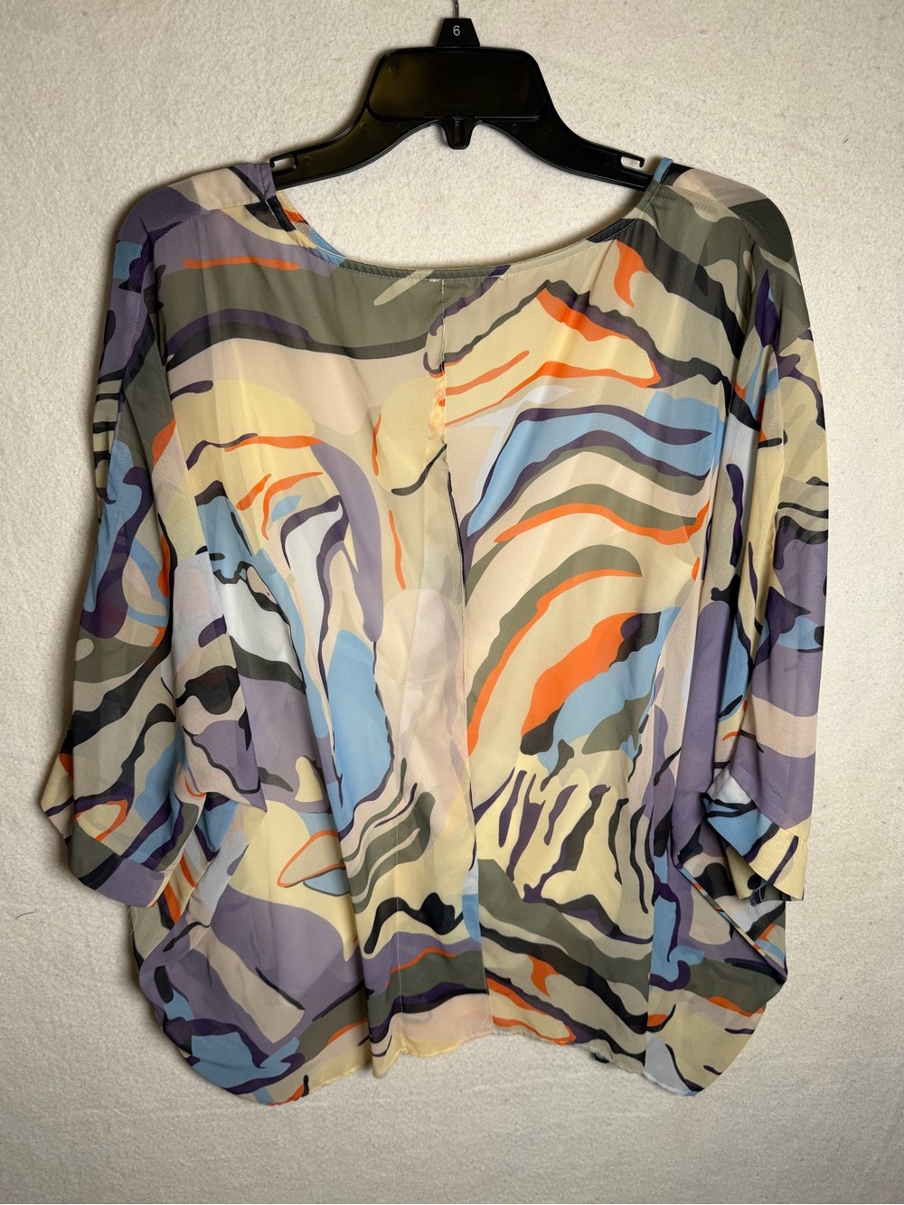 Umgee USA Abstract Watercolor Batwing Layered Blouse Top Size Large Flowy Boho - Picture 3 of 4